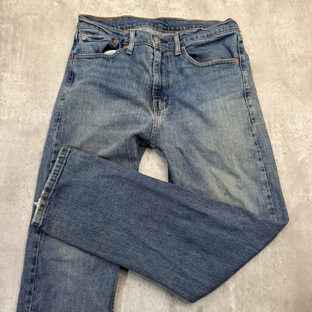 Levis 505 Regular Fit Jeans Mens 32x30 Med Wash Blue Denim Straight Leg Y2K Fade